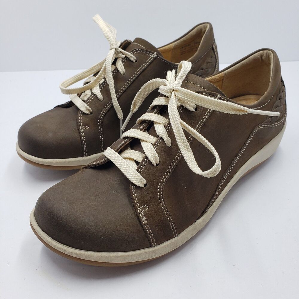 Aetrex Dana Brown Leather Lace Up Comfort Support Sneakers Womens 8.5